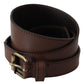 PLEIN SUD Brown Leather Gold Metal Buckle Belt