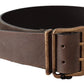 Ermanno Scervino Brown Leather Wide Bronze Buckle Waist Belt