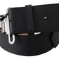 Ermanno Scervino Black Leather Vintage Military Buckle Waist  Belt