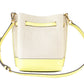 Michael Kors Emilia Small Canvas Snakeskin Print Leather Bucket Bag Messenger Crossbody Handbag (Buttercup)