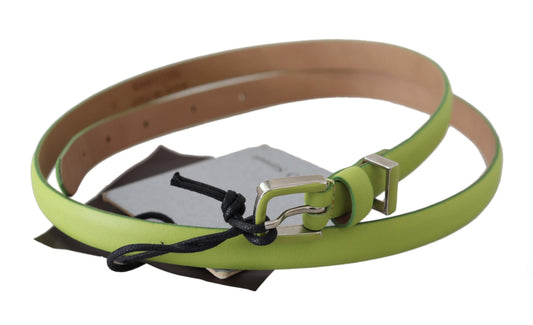 Scervino Street Green Leather Chartreuse Silver Green Buckle Belt