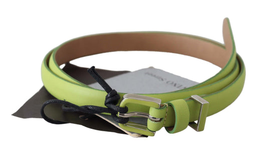 Scervino Street Green Leather Chartreuse Silver Green Buckle Belt