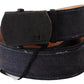 Ermanno Scervino Blue Leather Ratchet Buckle Belt