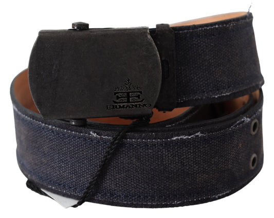 Ermanno Scervino Blue Leather Ratchet Buckle Belt