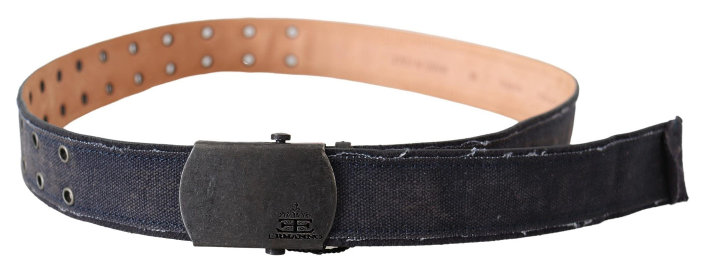 Ermanno Scervino Blue Leather Ratchet Buckle Belt