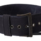 Ermanno Scervino Black Leather Wide Buckle Waist Luxury Belt