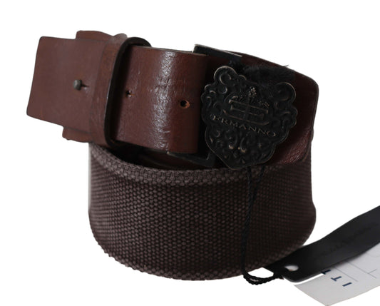 Ermanno Scervino Dark Brown Leather Wide Buckle Waist Belt