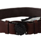 Ermanno Scervino Dark Brown Leather Wide Buckle Waist Belt