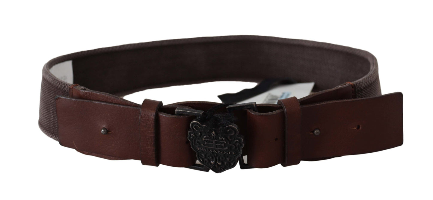 Ermanno Scervino Dark Brown Leather Wide Buckle Waist Belt