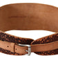 Scervino Street Brown Wide Leather Embroidered Design Logo Belt