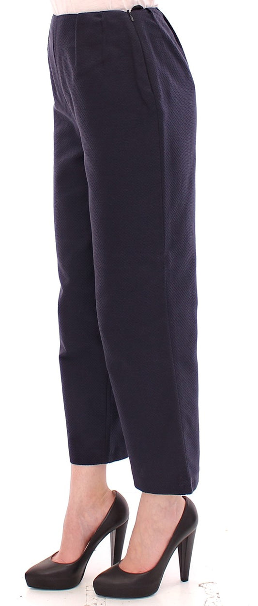 Andrea Incontri Blue Cropped Cotton Pants