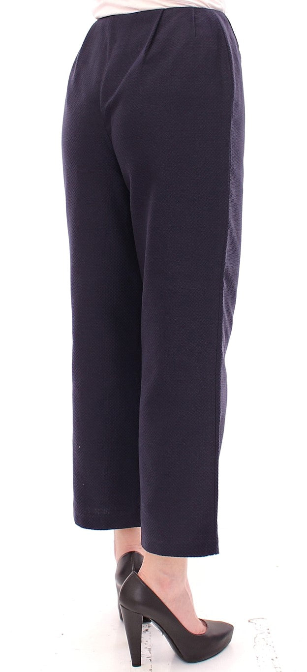 Andrea Incontri Blue Cropped Cotton Pants