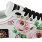 Dolce & Gabbana White Leather Crystal Roses Floral Sneakers Shoes