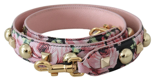 Dolce & Gabbana Pink Floral Gold Studs Bag Accessory Shoulder Strap