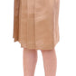 Andrea Incontri Brown Silk Solid Mini Pleated Skirt