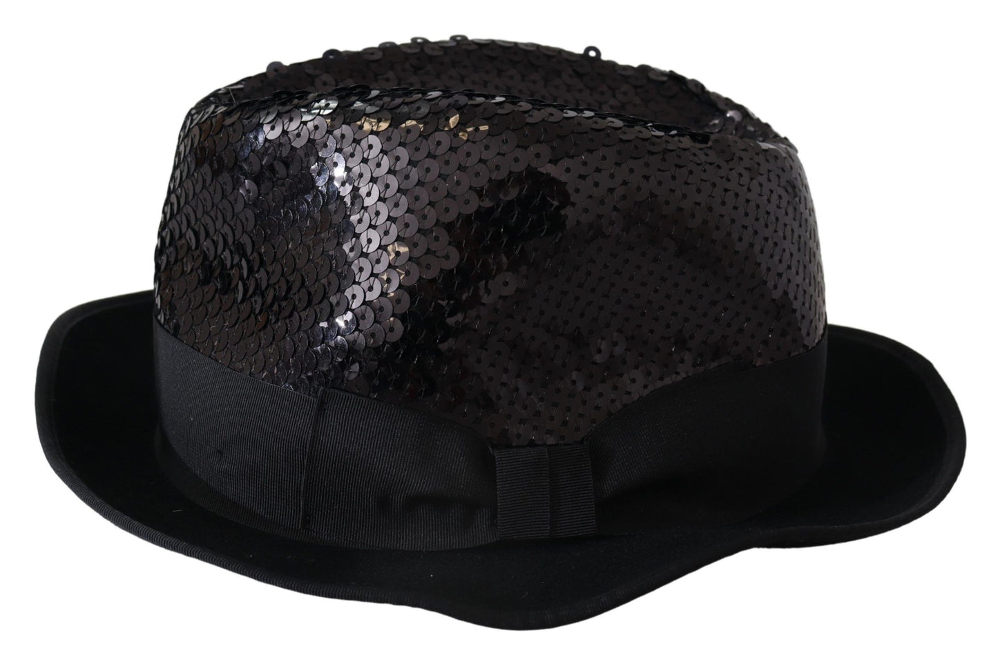 Dolce & Gabbana Black Sequin Fedora Capello Hat