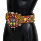 Dolce & Gabbana Embellished Floral Crystal Wide Waist Carretto Belt