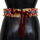 Dolce & Gabbana Embellished Floral Crystal Wide Waist Carretto Belt