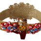 Dolce & Gabbana Embellished Floral Crystal Wide Waist Carretto Belt