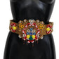 Dolce & Gabbana Embellished Floral Crystal Wide Waist Carretto Belt