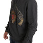 Dolce & Gabbana Gray Red Crystal Heart Gun Hooded Sweatshirt