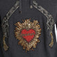 Dolce & Gabbana Gray Red Crystal Heart Gun Hooded Sweatshirt