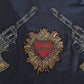 Dolce & Gabbana Gray Red Crystal Heart Gun Hooded Sweatshirt