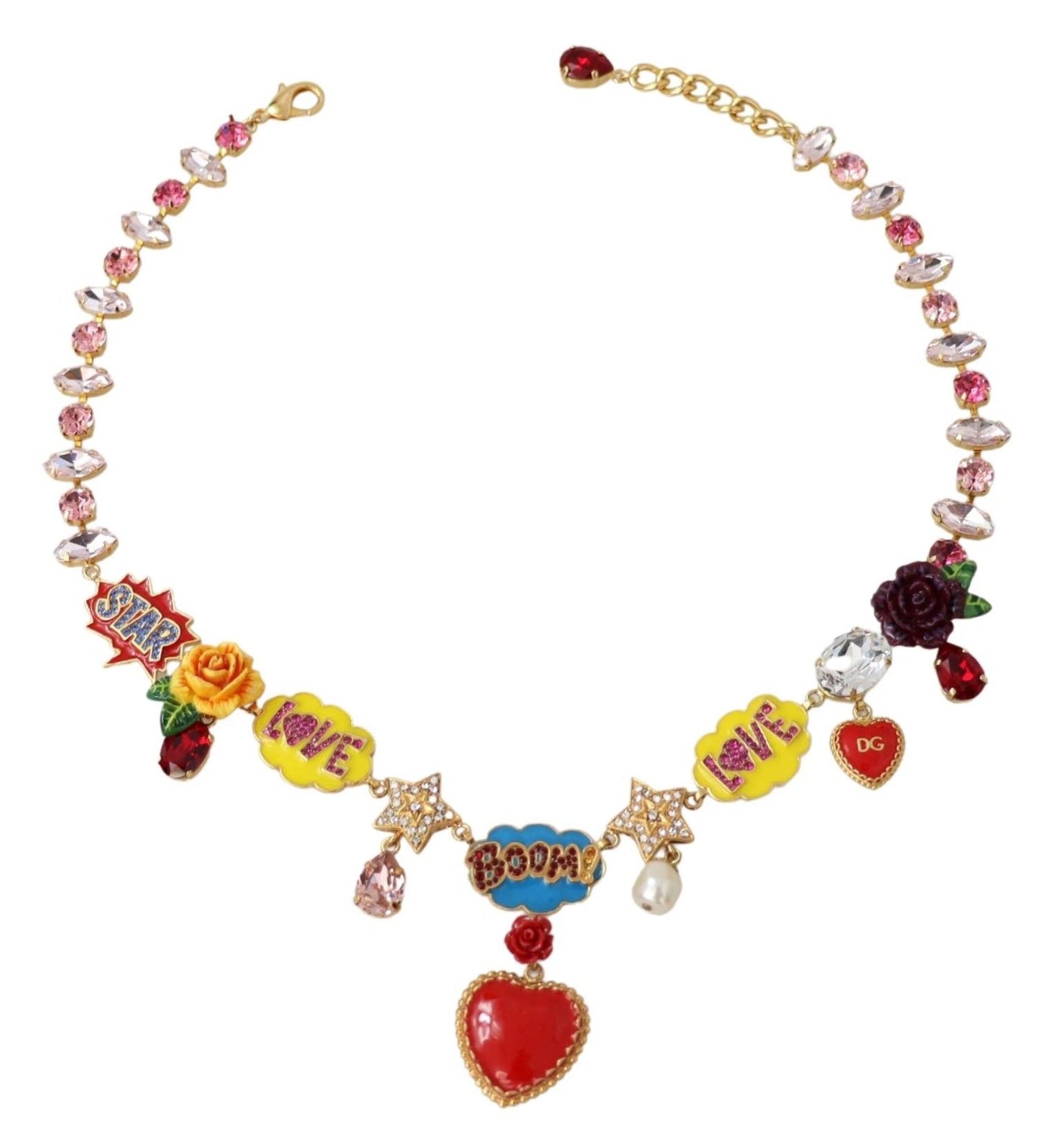 Dolce & Gabbana Gold Cartoon Love Star Boom Crystals Chain Necklace