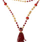 Dolce & Gabbana Gold Tone Brass Red Crystals Pendant Opera Chain  Necklace