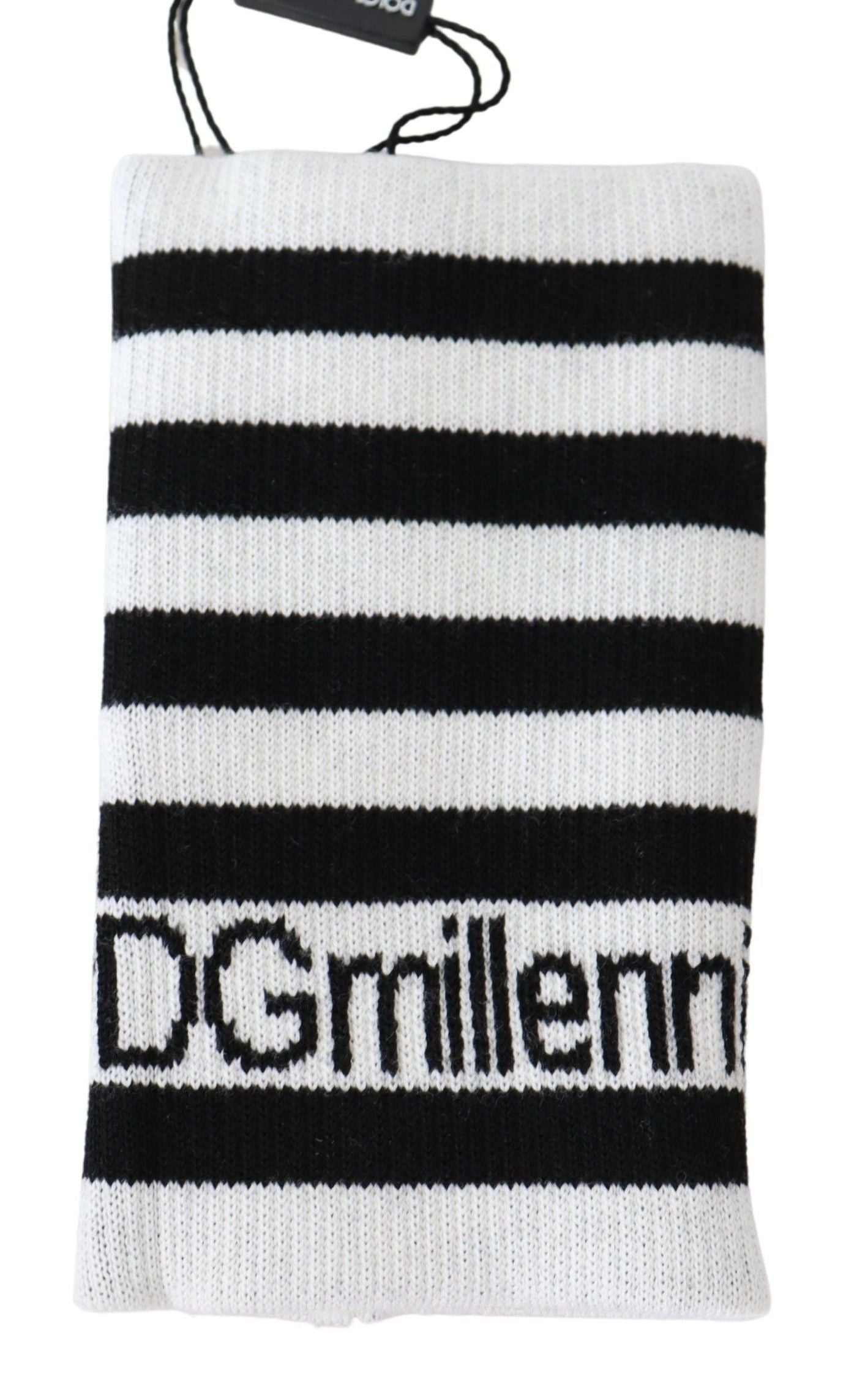 Dolce & Gabbana Black White Wool DGMillennials Wristband Wrap