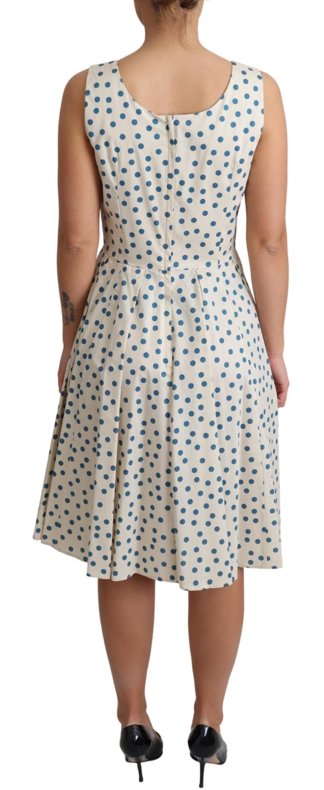 Dolce & Gabbana Beige Dotted Cotton A-Line Gown Dress