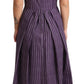 Dolce & Gabbana Purple Striped Cotton A-Line Stretch Dress