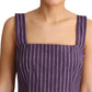 Dolce & Gabbana Purple Striped Cotton A-Line Stretch Dress