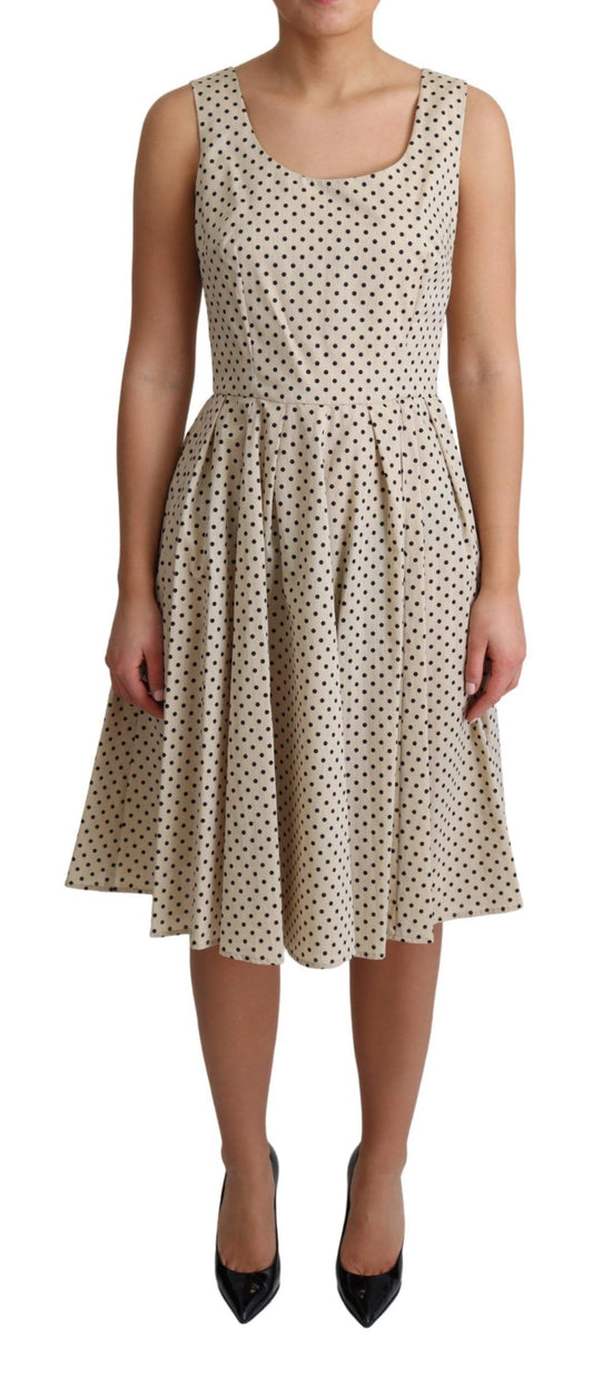 Dolce & Gabbana Beige Polka Dotted Cotton A-Line Dress