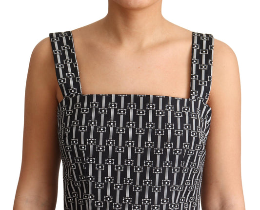 Dolce & Gabbana Black White Pattern Cotton A-Line Dress