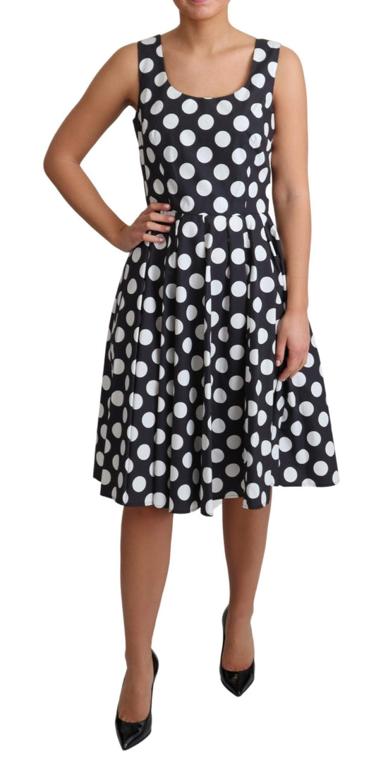 Dolce & Gabbana Blue Polka Dotted Cotton A-Line  Dress