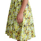 Dolce & Gabbana Yellow Floral Cotton Stretch Gown Dress