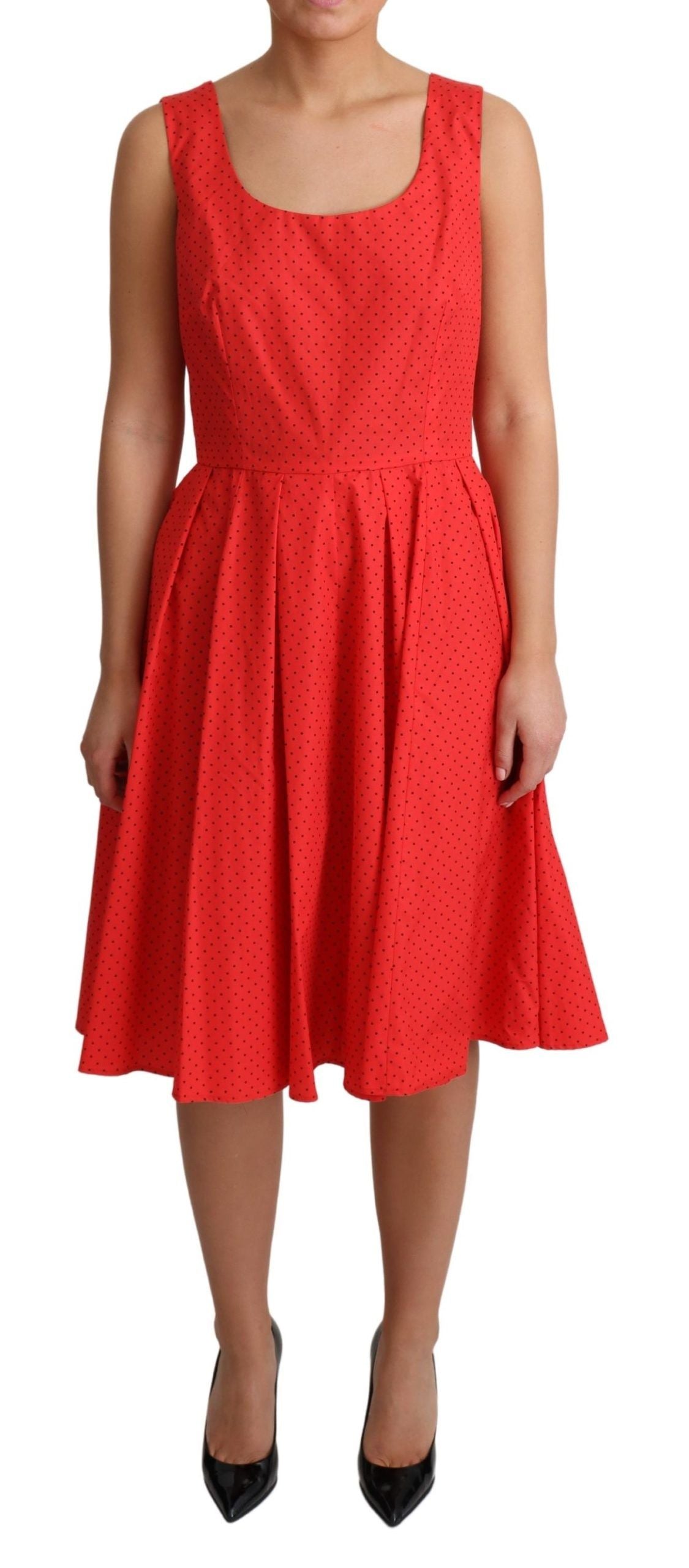 Dolce & Gabbana Elegant Red Polka Dotted A-Line Sleeveless Dress