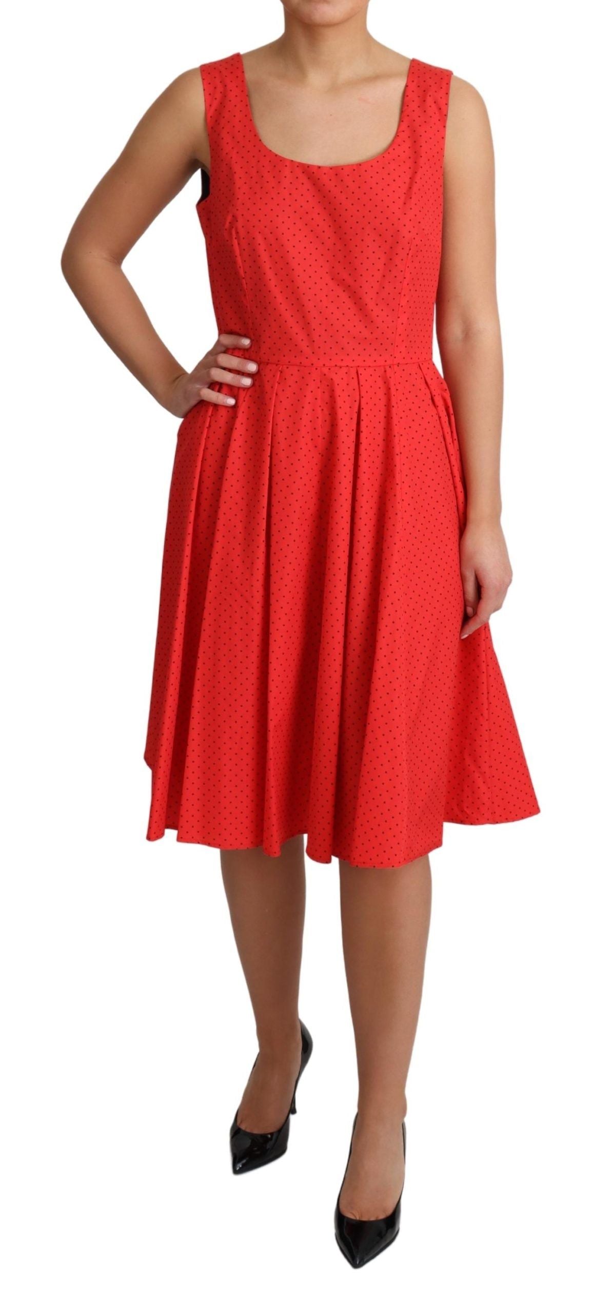 Dolce & Gabbana Elegant Red Polka Dotted A-Line Sleeveless Dress