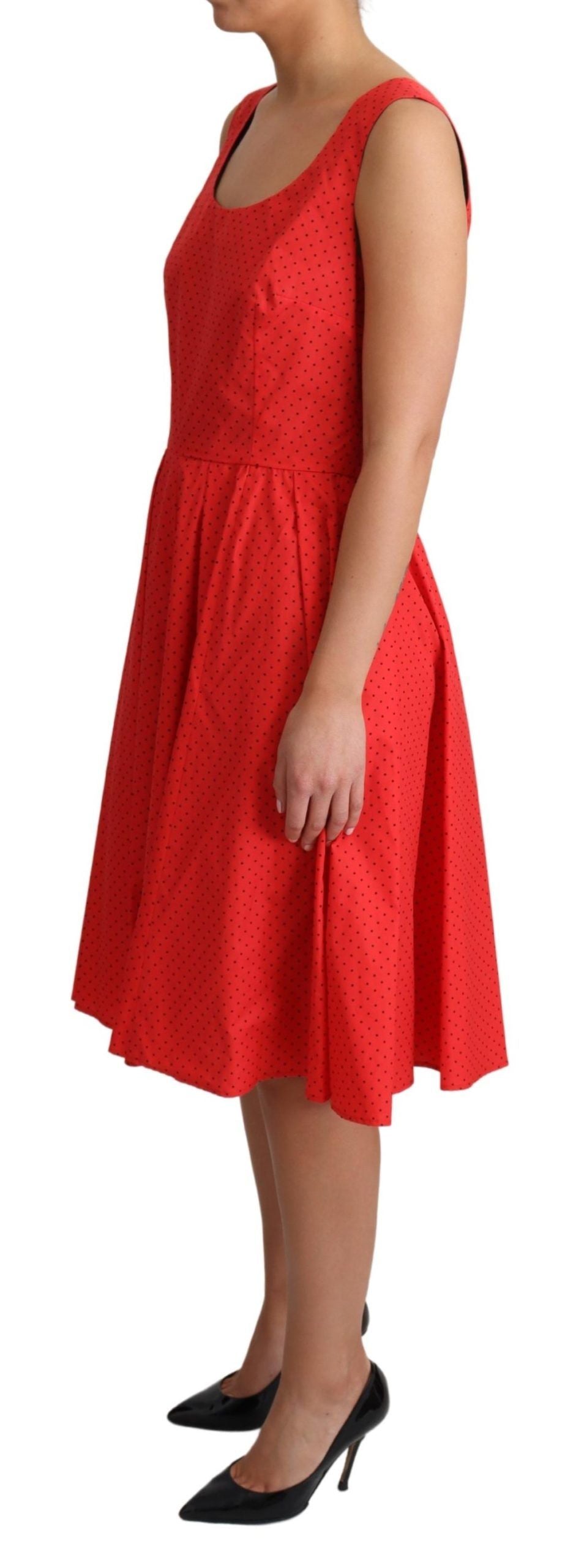 Dolce & Gabbana Elegant Red Polka Dotted A-Line Sleeveless Dress