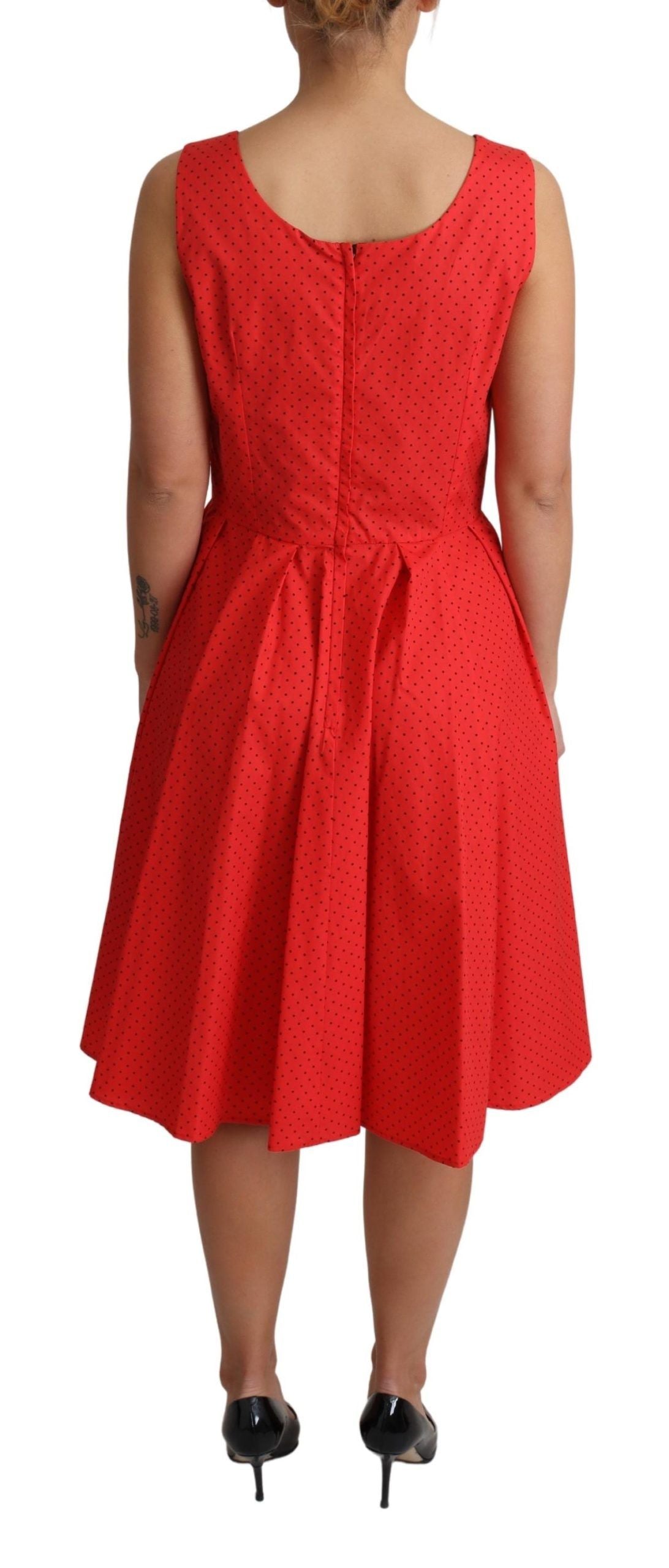 Dolce & Gabbana Elegant Red Polka Dotted A-Line Sleeveless Dress