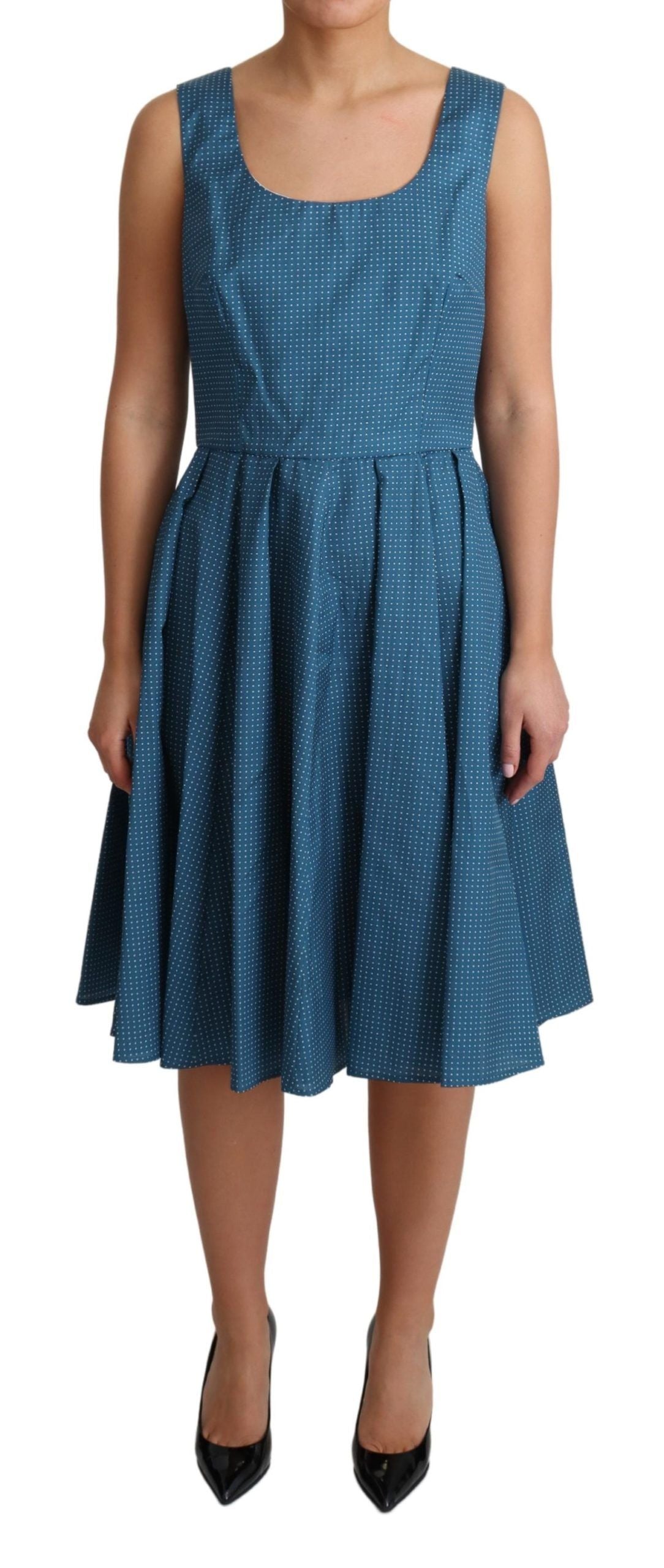 Dolce & Gabbana Blue Polka Dotted Cotton A-Line Dress