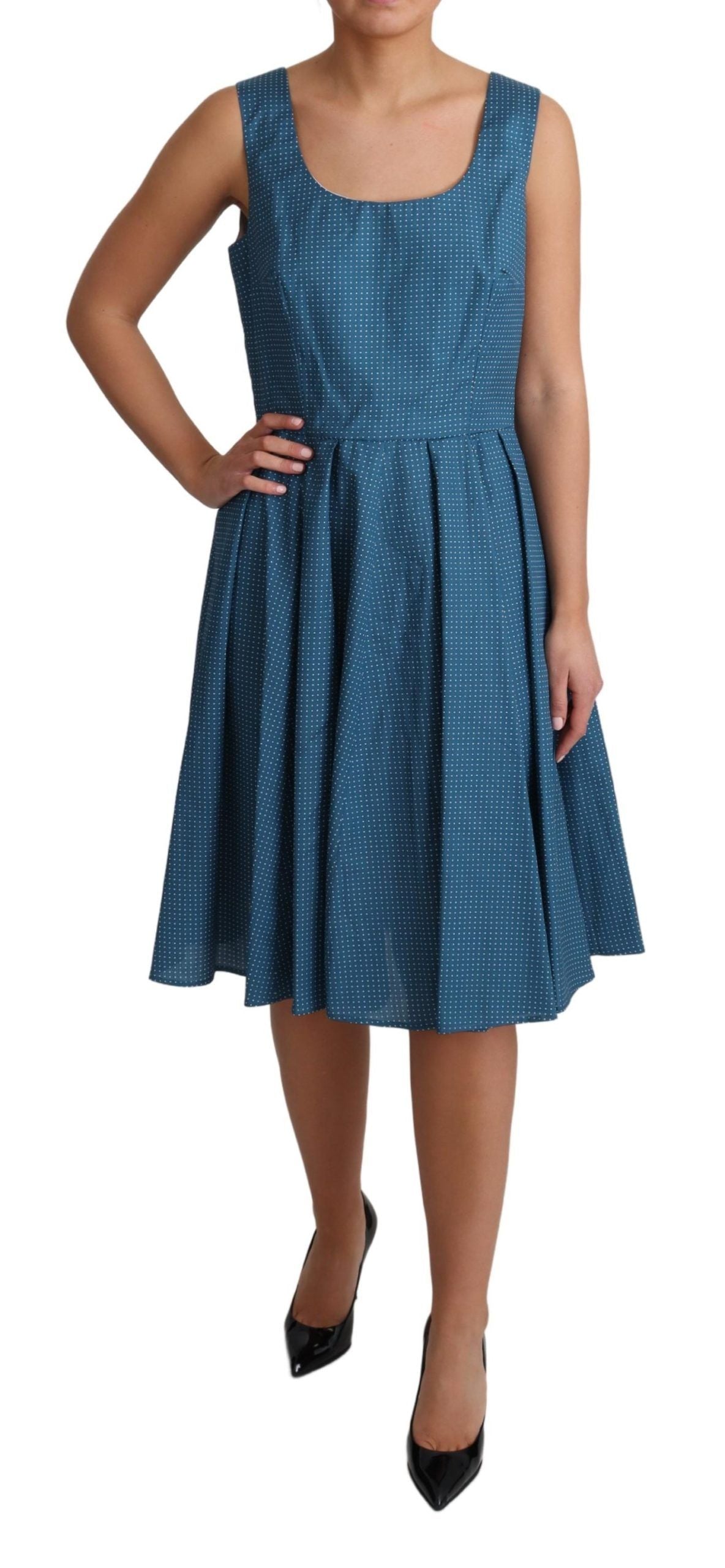 Dolce & Gabbana Blue Polka Dotted Cotton A-Line Dress