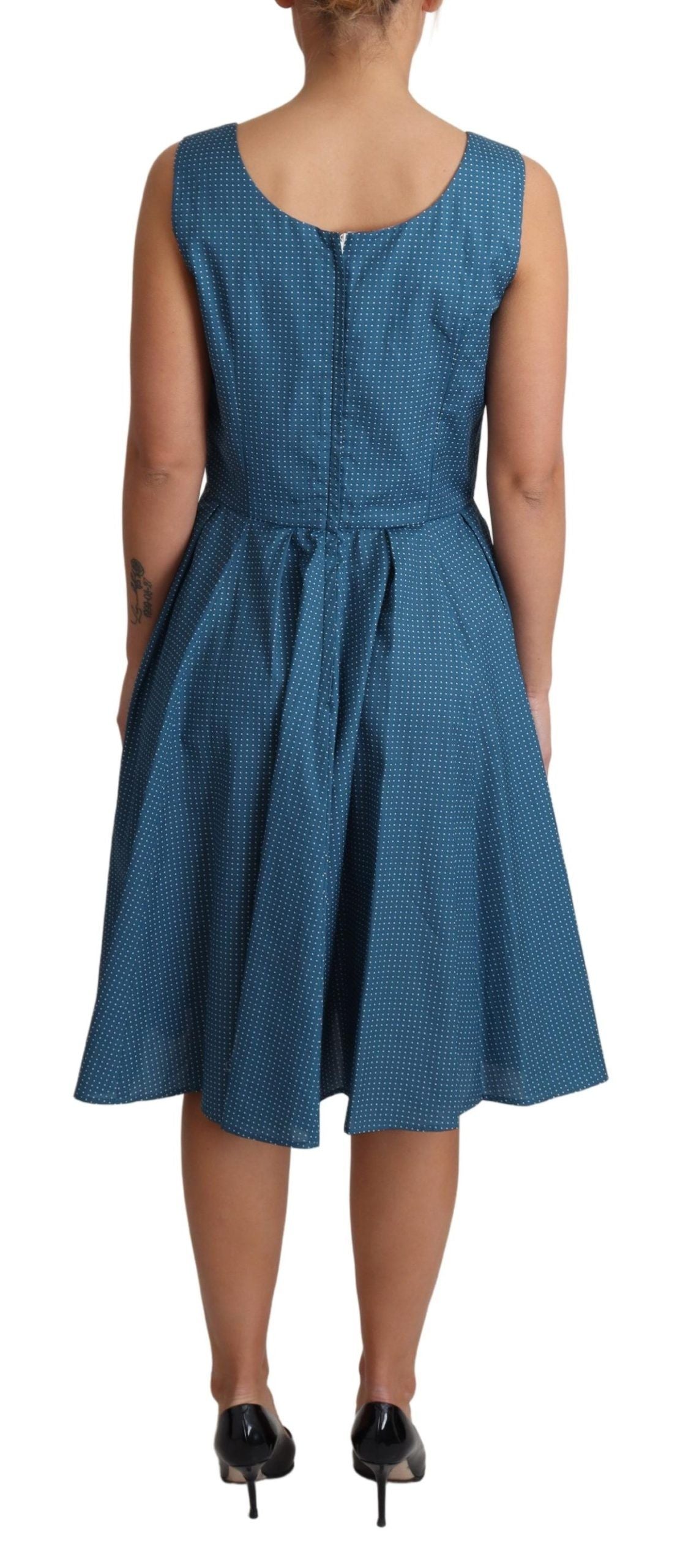 Dolce & Gabbana Blue Polka Dotted Cotton A-Line Dress