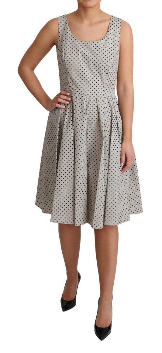 Dolce & Gabbana Beige Polka Dotted Cotton A-Line Dress