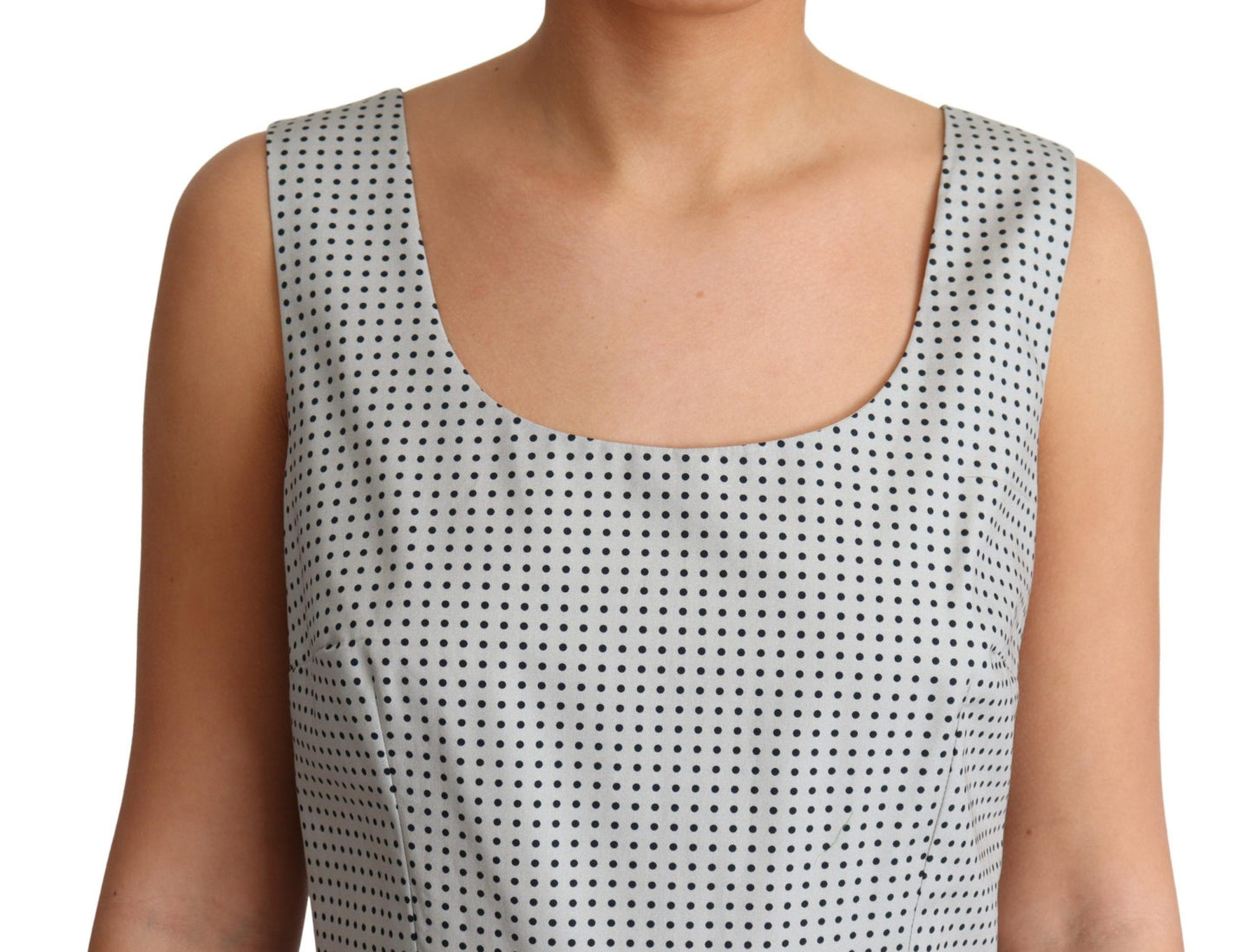 Dolce & Gabbana Gray Polka Dotted Cotton A-Line Dress