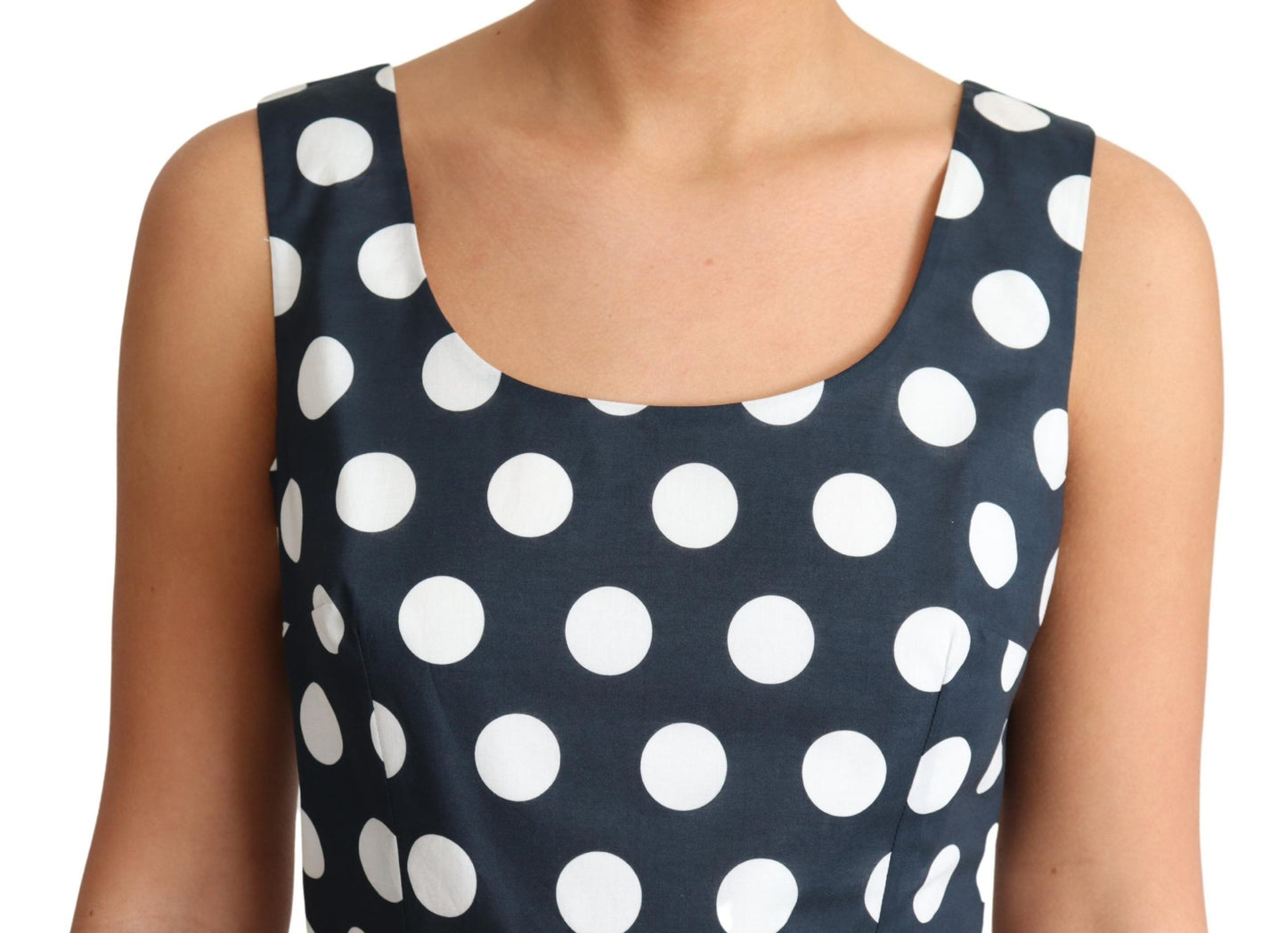 Dolce & Gabbana Blue Polka Dotted Cotton A-Line Dress