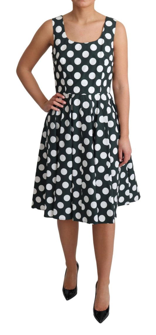 Dolce & Gabbana Green Polka Dotted Cotton A-Line Dress