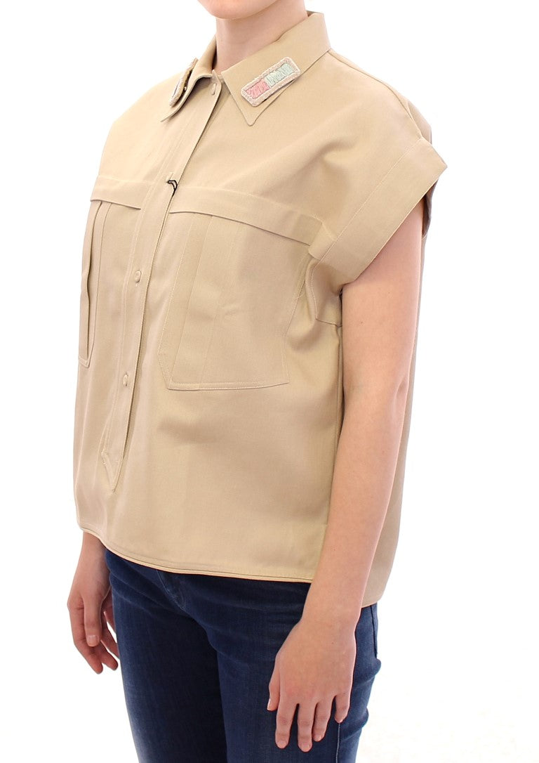 Andrea Incontri Beige Sleeveless Blouse Top