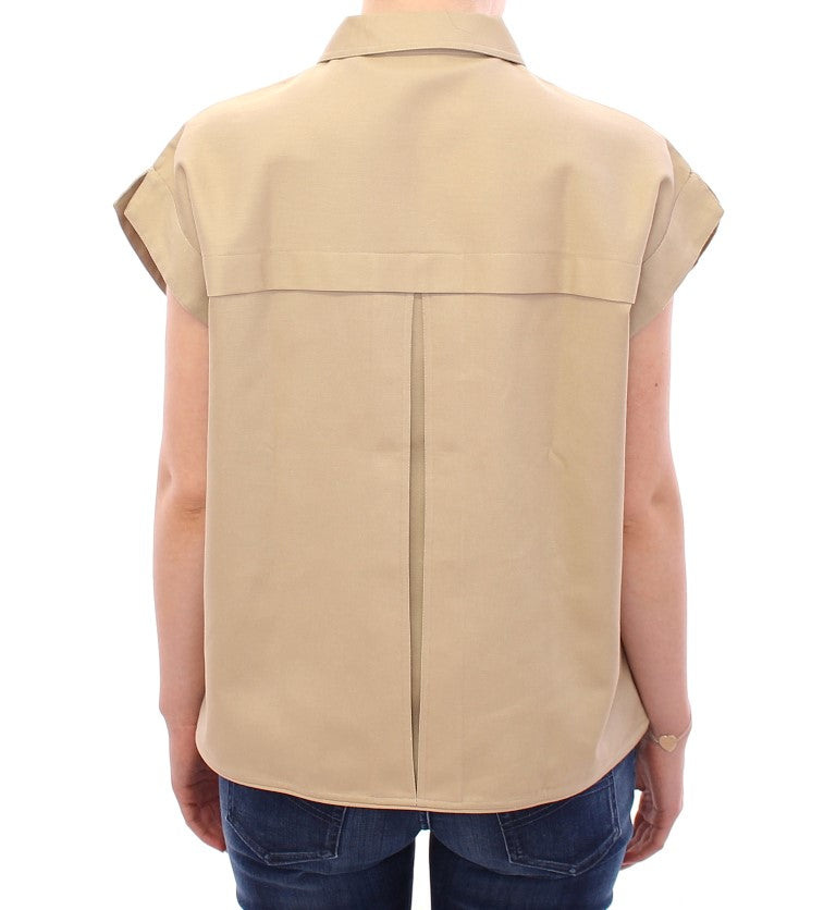 Andrea Incontri Beige Sleeveless Blouse Top